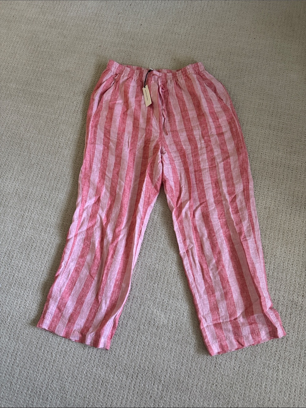 Banana Republic Pink Striped Linen Pants, sz Medium